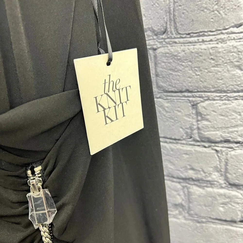 Chico's Dress Black Solid Zip Knit Kit Size 2 L 12 NWT - Picture 7 of 10